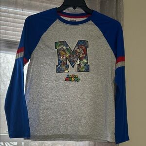 Nintendo Kids Long Sleeve Shirt - Blue and Gray